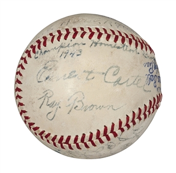 One of a Kind RARE 1943 Negro League Champion Homestead Grays Team-Signed Ball Includes: Josh Gibson, Cool Papa Bell, Buck Leonard and Ray Brown (PSA/DNA)